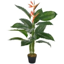 Strelitzia Artificiale Con Vaso Rosso 100 Cm VidaXL