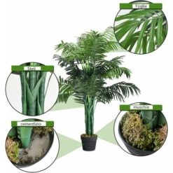 COSTWAY Palma Artificiale, Pianta Finta Da Interno, Pianta Tropicale Artificiale In Vaso Da Arredo Interno Ed Esterno, Altezza Di Circa 110 Cm -Negozio al dettaglio Piante Casa 14127476 4