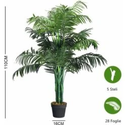COSTWAY Palma Artificiale, Pianta Finta Da Interno, Pianta Tropicale Artificiale In Vaso Da Arredo Interno Ed Esterno, Altezza Di Circa 110 Cm -Negozio al dettaglio Piante Casa 14127476 5