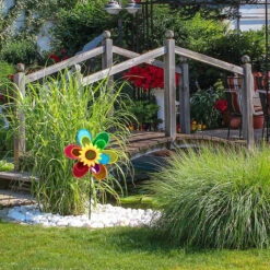 Relaxdays Girandola Con Fiore, Puntale Per Aiuole, Decorazione Da Giardino O Terrazza, HLP 74,5 X 37,5 X 14 Cm, Colorato -Negozio al dettaglio Piante Casa 14308187 5