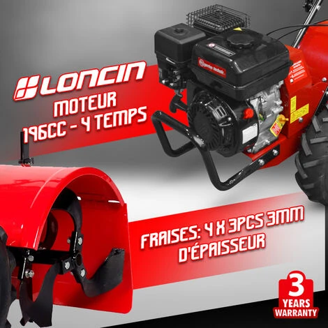 GARDEN TECHNIC RTV196-500P - Motocoltivatore A Scoppio 196cc - Larghezza Di Lavoro 48cm 4 GARDEN TECHNIC RTV196-500P - Motocoltivatore A Scoppio 196cc - Larghezza Di Lavoro 48cm - immagine 4