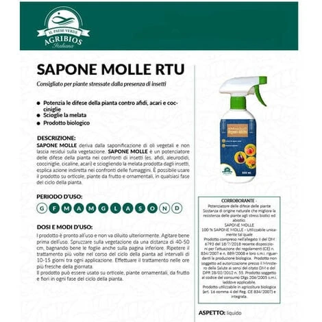Sapone Molle, Anti Insetti E FUMAGGINI, Confezione Spray Da 500 ML 2 Sapone Molle, Anti Insetti E FUMAGGINI, Confezione Spray Da 500 ML - immagine 2