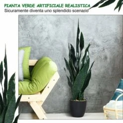 COSTWAY Pianta Artificiale Albero 90cm, Sansevierina Finta Con Vaso Stabile, Agave Finta Per Decorare Casa Giardino Ufficio, Verde -Negozio al dettaglio Piante Casa 23710624 3