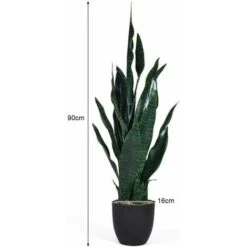COSTWAY Pianta Artificiale Albero 90cm, Sansevierina Finta Con Vaso Stabile, Agave Finta Per Decorare Casa Giardino Ufficio, Verde -Negozio al dettaglio Piante Casa 23710624 4