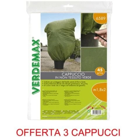 OFFERTA 3 CAPPUCCI DI PROTEZIONE TNT 1,8X2MT VERDE VERDEMAX PIANTE FIORI 1 OFFERTA 3 CAPPUCCI DI PROTEZIONE TNT 1,8X2MT VERDE VERDEMAX PIANTE FIORI