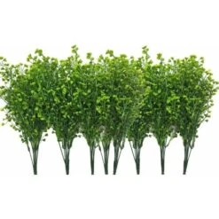 LangRay Arbusti Artificiali Cespugli, Plastica Piante Verdi Finte Interni Esterni Matrimonio Giardino Domestico Veranda Cucina Ufficio Centrotavola Arrangiamenti Decorazione Di Natale - Verde 8 Pezzi