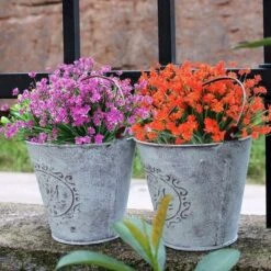 8 Fasci Di Fiori Finti Artificiali Per Esterni Arbusti Piante Resistenti Ai Raggi UV, Vegetazione In Plastica Sintetica Per Piante Sospese Da Esterno Da Interno, Portico Da Giardino, Finestra, Matrimo -Negozio al dettaglio Piante Casa 27831586 3