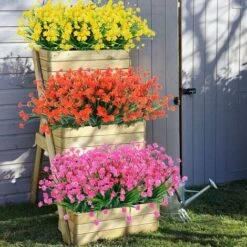 8 Fasci Di Fiori Finti Artificiali Per Esterni Arbusti Piante Resistenti Ai Raggi UV, Vegetazione In Plastica Sintetica Per Piante Sospese Da Esterno Da Interno, Portico Da Giardino, Finestra, Matrimo -Negozio al dettaglio Piante Casa 27831586 4