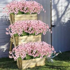 10 Bundles Fiori Artificiali Da Esterno Resistenti Ai Raggi UV No Dissolvenza Fiori Viola Finti Per Interni Piante Pensili Da Esterno Giardino Patio Portico Finestra Scatola Matrimonio Casa Fattoria D -Negozio al dettaglio Piante Casa 27831596 4