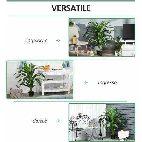 Outsunny Pianta Tropicale Decorativa Dracena Finta In Plastica Con Vaso 4 Outsunny Pianta Tropicale Decorativa Dracena Finta In Plastica Con Vaso - immagine 4