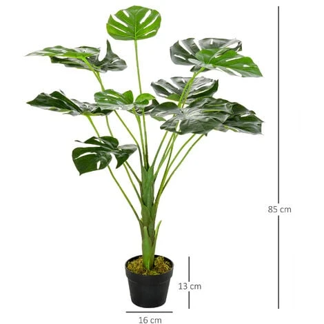 Outsunny Monstera Artificiale 13 Foglie E Vaso Alta 85cm Per Interno Ed Esterno 3 Outsunny Monstera Artificiale 13 Foglie E Vaso Alta 85cm Per Interno Ed Esterno - immagine 3