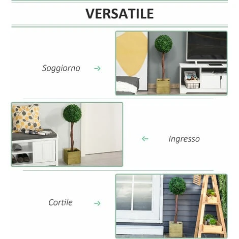 Outsunny Alberello Bosso Artificiale Con Vaso Pianta Finta Altezza 87cm 4 Outsunny Alberello Bosso Artificiale Con Vaso Pianta Finta Altezza 87cm - immagine 4