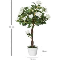 Outsunny Camelia Alberello Artificiale Con 21 Fiori E Vaso Alta 90cm -Negozio al dettaglio Piante Casa 28833921 3
