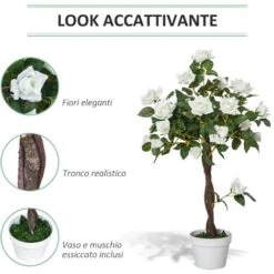 Outsunny Camelia Alberello Artificiale Con 21 Fiori E Vaso Alta 90cm -Negozio al dettaglio Piante Casa 28833921 5