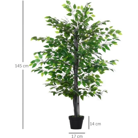 Outsunny Albero Baniano Artificiale, Pianta Finta Interno Ed Esterno Alta 145cm 3 Outsunny Albero Baniano Artificiale, Pianta Finta Interno Ed Esterno Alta 145cm - immagine 3