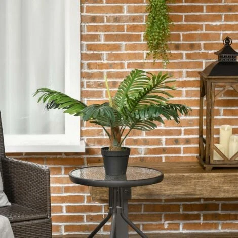Outsunny Palma In Plastica Decorativa, Pianta Tropicale Finta Con Vaso 2 Outsunny Palma In Plastica Decorativa, Pianta Tropicale Finta Con Vaso - immagine 2