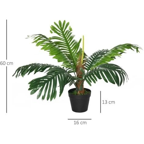 Outsunny Palma In Plastica Decorativa, Pianta Tropicale Finta Con Vaso 3 Outsunny Palma In Plastica Decorativa, Pianta Tropicale Finta Con Vaso - immagine 3