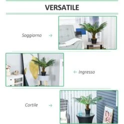 Outsunny Palma In Plastica Decorativa, Pianta Tropicale Finta Con Vaso 8 Outsunny Palma In Plastica Decorativa, Pianta Tropicale Finta Con Vaso -Negozio al dettaglio Piante Casa 28946606 4