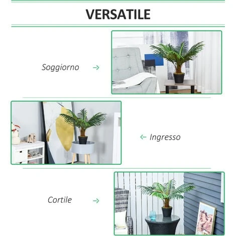 Outsunny Palma In Plastica Decorativa, Pianta Tropicale Finta Con Vaso 4 Outsunny Palma In Plastica Decorativa, Pianta Tropicale Finta Con Vaso - immagine 4