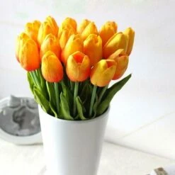 10 Splendido Bouquet Di Tulipani Artificiali In PU Con Tocco Realistico Con Stelo - Arancio -Negozio al dettaglio Piante Casa 30556044 3