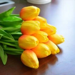 10 Splendido Bouquet Di Tulipani Artificiali In PU Con Tocco Realistico Con Stelo - Arancio -Negozio al dettaglio Piante Casa 30556044 4