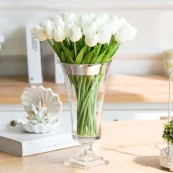 10 Splendido Bouquet Di Tulipani Artificiali In PU Con Tocco Realistico E Stelo-Wihte -Negozio al dettaglio Piante Casa 30556047 3