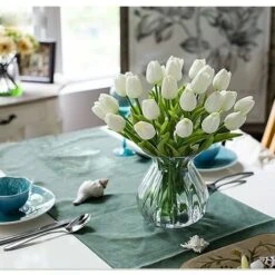 10 Splendido Bouquet Di Tulipani Artificiali In PU Con Tocco Realistico E Stelo-Wihte -Negozio al dettaglio Piante Casa 30556047 5