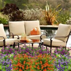 Fiori Finti Artificiali, 4Pack Eucalipto Artificiale Outdoor Resistente Ai Raggi UV Verde Arbusti Piante Fioriera Da Esterno Per Interni Decorazioni Per Giardino Domestico (Rosa) -Negozio al dettaglio Piante Casa 30556217 4