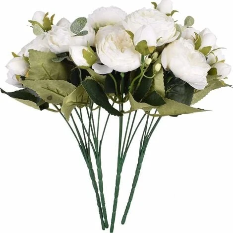 4 Mazzi Di Fiori Di Peonia In Seta Artificiale Glorioso Fiore Finto Per La Decorazione Della Casa Nuziale Della Festa Nuziale, 5 Forchette, 9 Teste (bianco) 3 4 Mazzi Di Fiori Di Peonia In Seta Artificiale Glorioso Fiore Finto Per La Decorazione Della Casa Nuziale Della Festa Nuziale, 5 Forchette, 9 Teste (bianco) - immagine 3