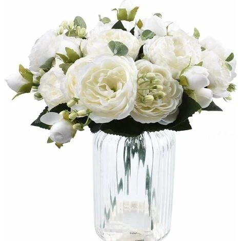 4 Mazzi Di Fiori Di Peonia In Seta Artificiale Glorioso Fiore Finto Per La Decorazione Della Casa Nuziale Della Festa Nuziale, 5 Forchette, 9 Teste (bianco) 4 4 Mazzi Di Fiori Di Peonia In Seta Artificiale Glorioso Fiore Finto Per La Decorazione Della Casa Nuziale Della Festa Nuziale, 5 Forchette, 9 Teste (bianco) - immagine 4