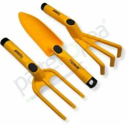 Set Attrezzi Da Giardino 3Pz Con Rastrello Pala Forchetta Kit Giardino Mini Pala