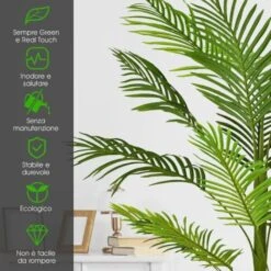 Pianta Finta 1,3M Palma Artificiale Con Vaso, Per Decorare Casa E Ufficio, Libera Installazione -Negozio al dettaglio Piante Casa 33344676 3
