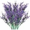 Fiori Artificiali Di Lavanda, Decorazione Di Bouquet Di Fiori Artificiali, Piante Artificiali Finte Per Decorazioni Da Giardino Per Interni Ed Esterni - 6 Pezzi / Viola