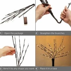 Rami Illuminati 40 Luci A LED Rami Di Salice Albero Artificiale Lampada Per La Casa Di Festa Decorazione Natalizia Decorazione Set Di 2 -Negozio al dettaglio Piante Casa 35579691 5