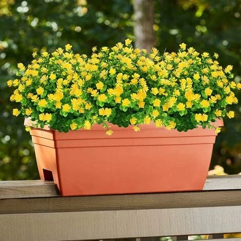 SOEKAVIA Fiori Finti Artificiali Per Esterni, Verde In Plastica Artistica Per Fioriere Da Appendere All'aperto Per Interni Home Office Decorazioni Per La Fattoria Di Nozze 8 Pezzi Giallo 2 SOEKAVIA Fiori Finti Artificiali Per Esterni, Verde In Plastica Artistica Per Fioriere Da Appendere All'aperto Per Interni Home Office Decorazioni Per La Fattoria Di Nozze 8 Pezzi Giallo - immagine 2