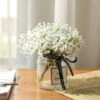 SOEKAVIA Neonati Respiro Artificiale Bouquet Finto Gypsophila Fiore Sfuso In Bianco Per Ghirlanda Di Nozze Decorazione Per Giardino Per Feste A Casa 8 Pezzi