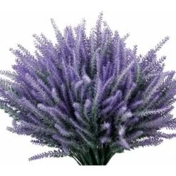 SOEKAVIA Fiori Artificiali Lavanda Bouquet Colorato Floccato Fai Da Te Decorativo Giardino In Vaso Design Simulazione Fiore Matrimonio Giardino Mobili Per Ufficio Decorazione 10 Pezzi Viola