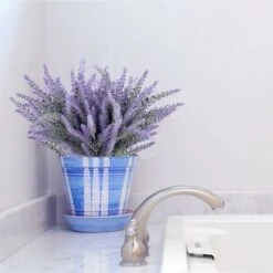 SOEKAVIA 8 Bundles Bellissimo Bouquet Viola Lavanda Piante Artificiali Decorative Fiori Artificiali Fiori Di Simulazione Reali Per Camera Da Letto Overtop Davanzale Tributi Floreali -Negozio al dettaglio Piante Casa 36293948 3