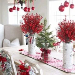 SOEKAVIA 4 Pezzi Di Fiori Artificiali Per L'alito Del Bambino Bouquet Di Piante Artificiali Decorazione Rossa Matrimonio Festa A Casa Composizione Floreale -Negozio al dettaglio Piante Casa 36735403 4