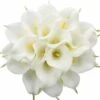 SOEKAVIA 20 Pezzi Sposa Calla Lilies Bouquet Di Fiori Artificiali Latex Blossom Real Touch Home Party Wedding Decoration (bianco-giallo)