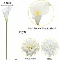 SOEKAVIA 20 Pezzi Sposa Calla Lilies Bouquet Di Fiori Artificiali Latex Blossom Real Touch Home Party Wedding Decoration (bianco-giallo) -Negozio al dettaglio Piante Casa 36736188 5