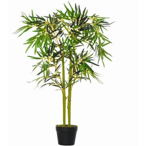 Outsunny Bambù In Vaso Artificiale, Decorazione Da Interno Ed Esterno, Altezza 120cm - Verde 1 Outsunny Bambù In Vaso Artificiale, Decorazione Da Interno Ed Esterno, Altezza 120cm - Verde