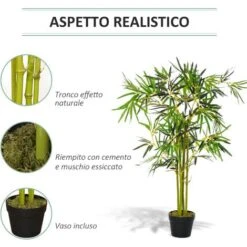 Outsunny Bambù In Vaso Artificiale, Decorazione Da Interno Ed Esterno, Altezza 120cm - Verde 9 Outsunny Bambù In Vaso Artificiale, Decorazione Da Interno Ed Esterno, Altezza 120cm - Verde -Negozio al dettaglio Piante Casa 39507288 5