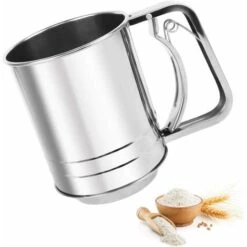 Kueatily Setaccio Per Farina, Setaccio Per Farina Manuale Per Farina, Zucchero, Cacao In Polvere E Polvere Di Matcha, Il Setaccio Per Farina In Acciaio Inossidabile è Realizzato In Acciaio Inossidabil