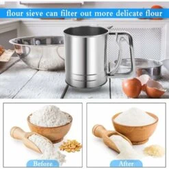 Kueatily Setaccio Per Farina, Setaccio Per Farina Manuale Per Farina, Zucchero, Cacao In Polvere E Polvere Di Matcha, Il Setaccio Per Farina In Acciaio Inossidabile è Realizzato In Acciaio Inossidabil -Negozio al dettaglio Piante Casa 47439195 4