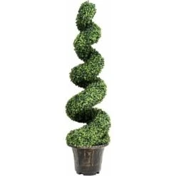 GOPLUS Alberi Artificiali Con Vasi, Piante Artificiali Bosso A Spirale Con Tronco In Legno Massello E Foglie Realistiche, Ornamenti Perfetti Per Interni Ed Esterni, 29 X 28 X 120 Cm (1 Pezzo)