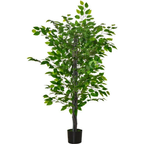 HOMCOM Pianta Artificiale Di Ficus Alta 135cm Con Vaso Per Interno Ed Esterno - Verde 1 HOMCOM Pianta Artificiale Di Ficus Alta 135cm Con Vaso Per Interno Ed Esterno - Verde