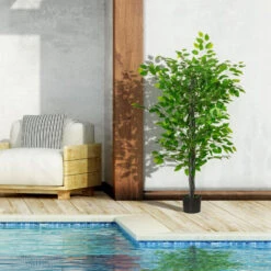 HOMCOM Pianta Artificiale Di Ficus Alta 135cm Con Vaso Per Interno Ed Esterno - Verde 8 HOMCOM Pianta Artificiale Di Ficus Alta 135cm Con Vaso Per Interno Ed Esterno - Verde -Negozio al dettaglio Piante Casa 49307531 4