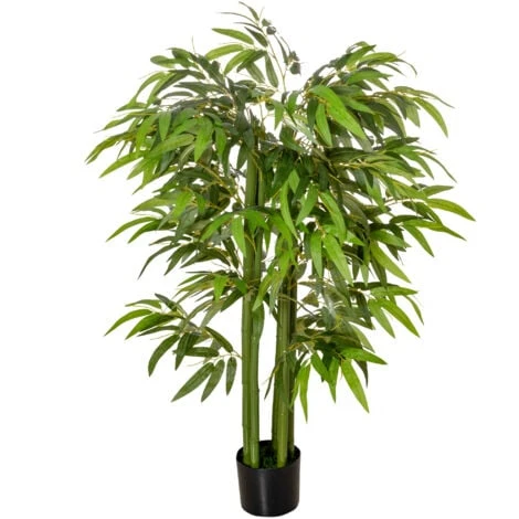 HOMCOM Pianta Finta Bambù In Vaso 140cm Per Interno Ed Esterno, Bambù Artificiale E Realistico Con 336 Foglie 1 HOMCOM Pianta Finta Bambù In Vaso 140cm Per Interno Ed Esterno, Bambù Artificiale E Realistico Con 336 Foglie