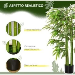 HOMCOM Pianta Finta Bambù In Vaso 140cm Per Interno Ed Esterno, Bambù Artificiale E Realistico Con 336 Foglie 9 HOMCOM Pianta Finta Bambù In Vaso 140cm Per Interno Ed Esterno, Bambù Artificiale E Realistico Con 336 Foglie -Negozio al dettaglio Piante Casa 49341341 5